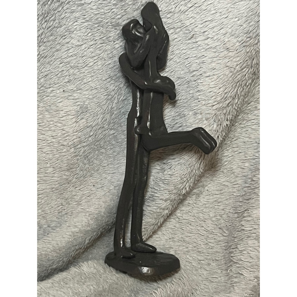 Abstract Cast Iron Romantic Couple Sculpture Embracing Lover Figurine Bronze 7.5